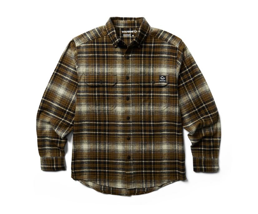 Wolverine Men's Glacier Heavyweight Long Sleeve Chestnut Flannel Shirt - W1205850 - 231 - small