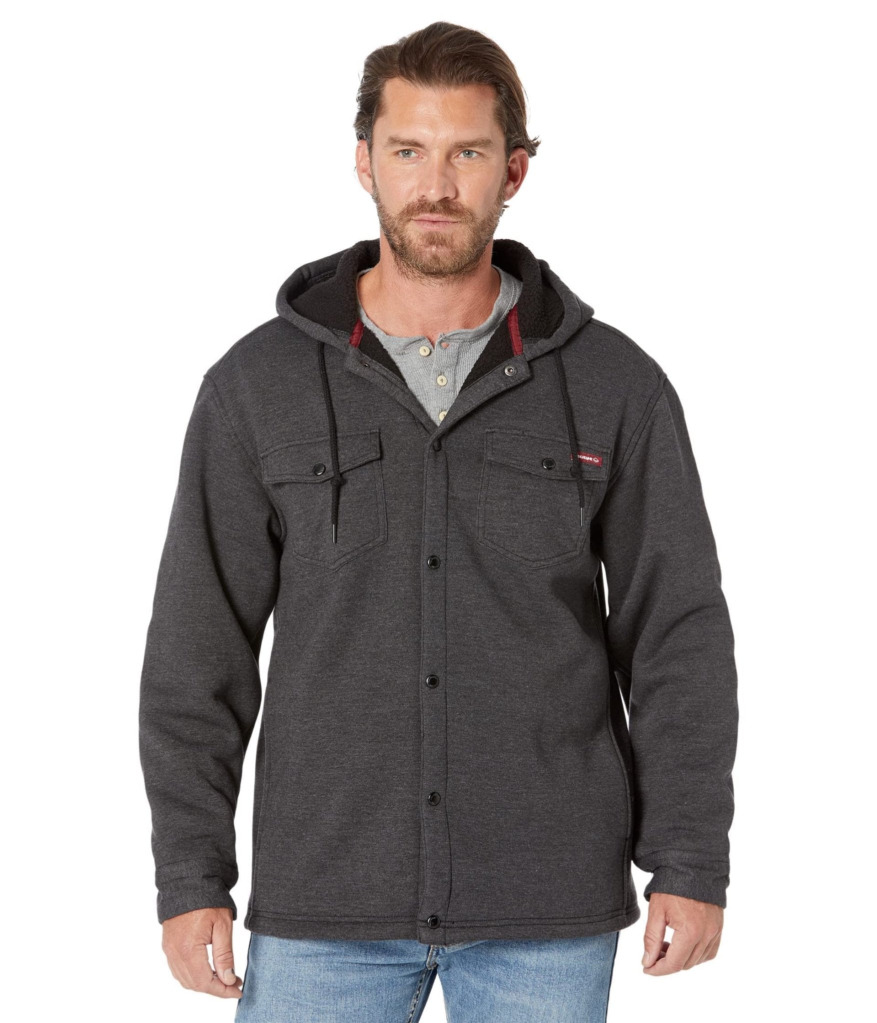 Wolverine Men's Bucksaw Black Heather Knit Hooded Shirt Jacket - W1208330 - 003 - small