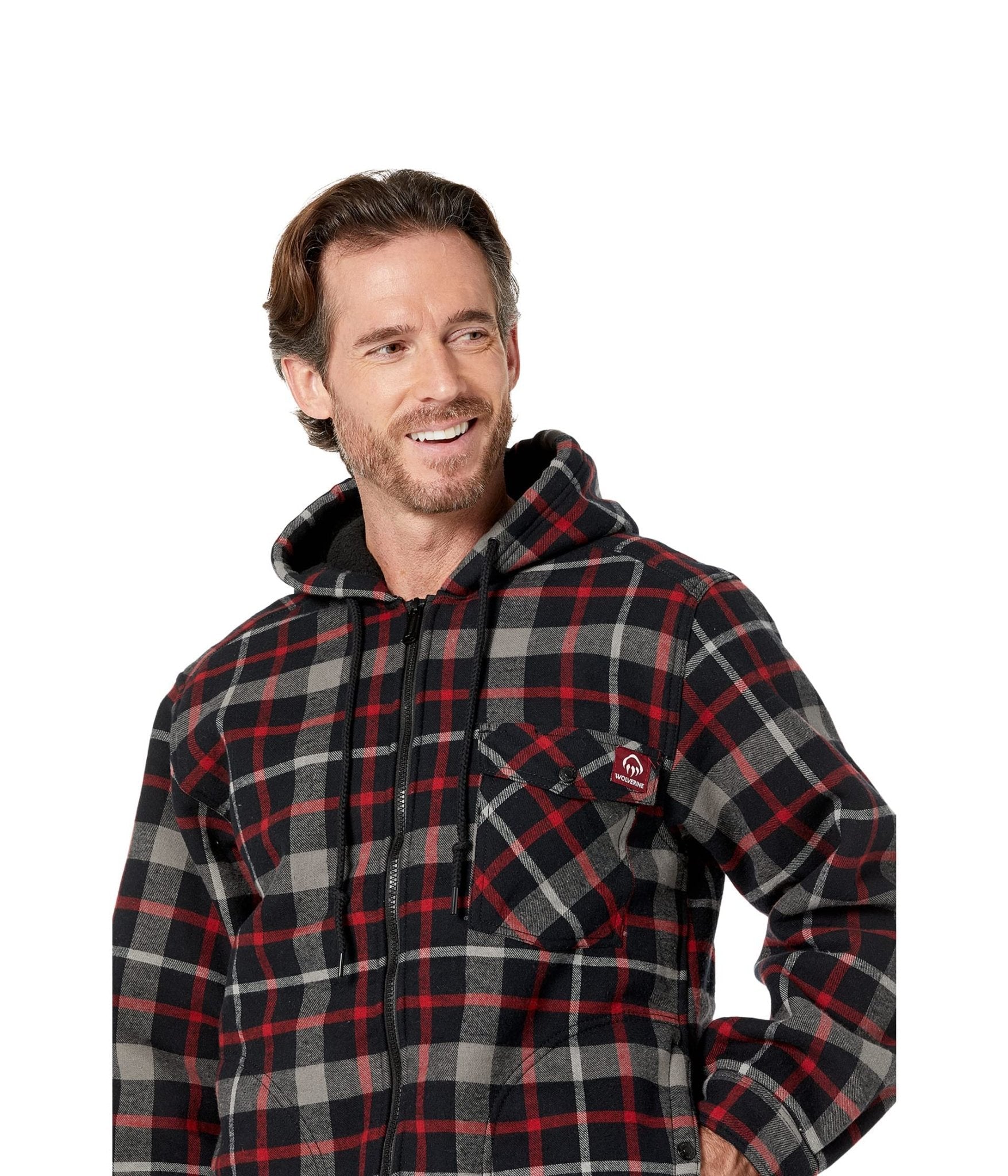 Wolverine Men's Bucksaw Sherpa Red Plaid Shirt Jacket - W1208350 - 617 - L