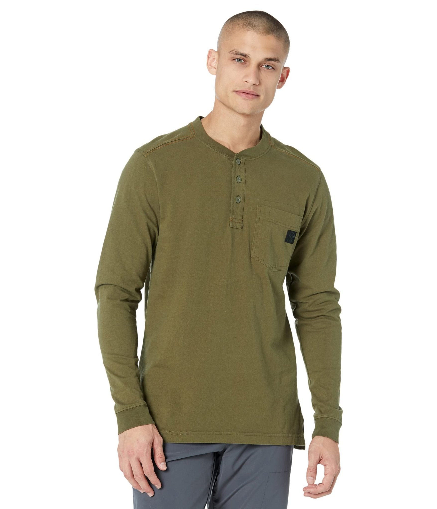 Wolverine Men's Guardian Cotton Long Sleeve Uniform Green Henley Shirt - w1209290 - 310 - small