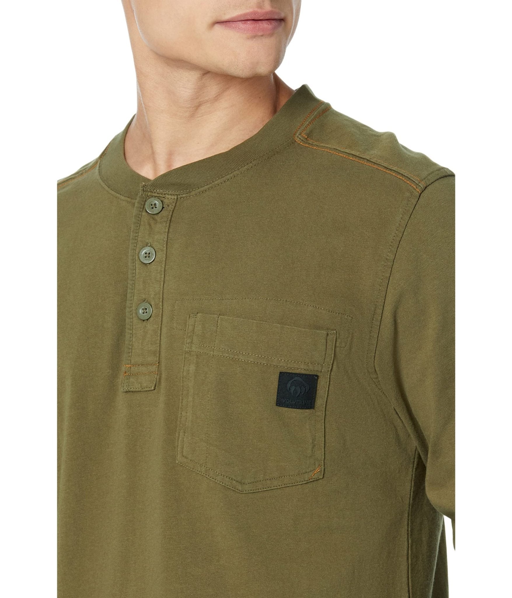 Wolverine Men's Guardian Cotton Long Sleeve Uniform Green Henley Shirt - w1209290 - 310 - small