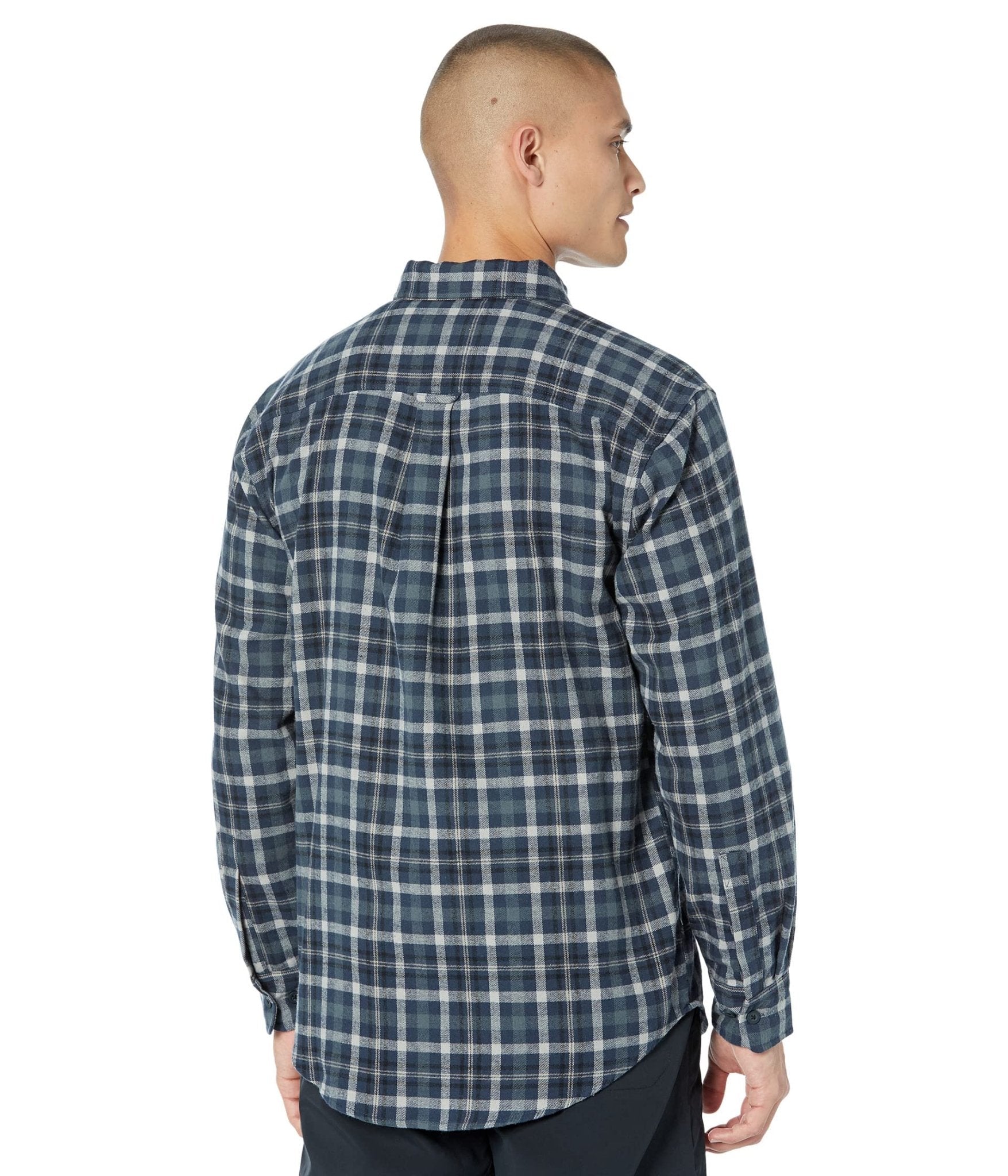 Wolverine Men's Rivet Flannel Button Down Dark Navy Plaid Long Sleeve Shirt - W1209390 - 423 - M