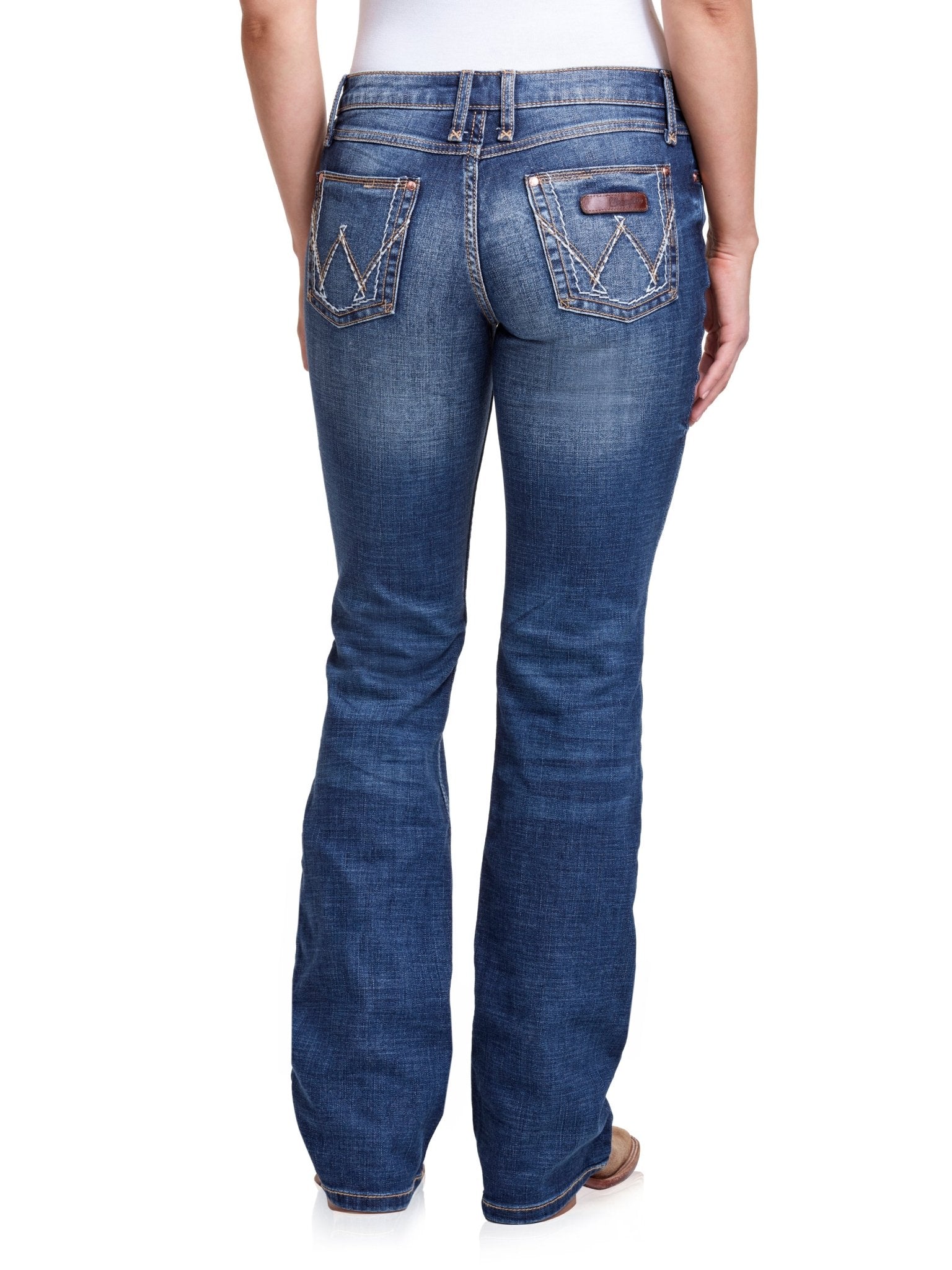 Wrangler Women's Retro Mae Premium Patch Mid - Rise Bootcut MS Wash Jeans - 1009MWZMS - 0X34