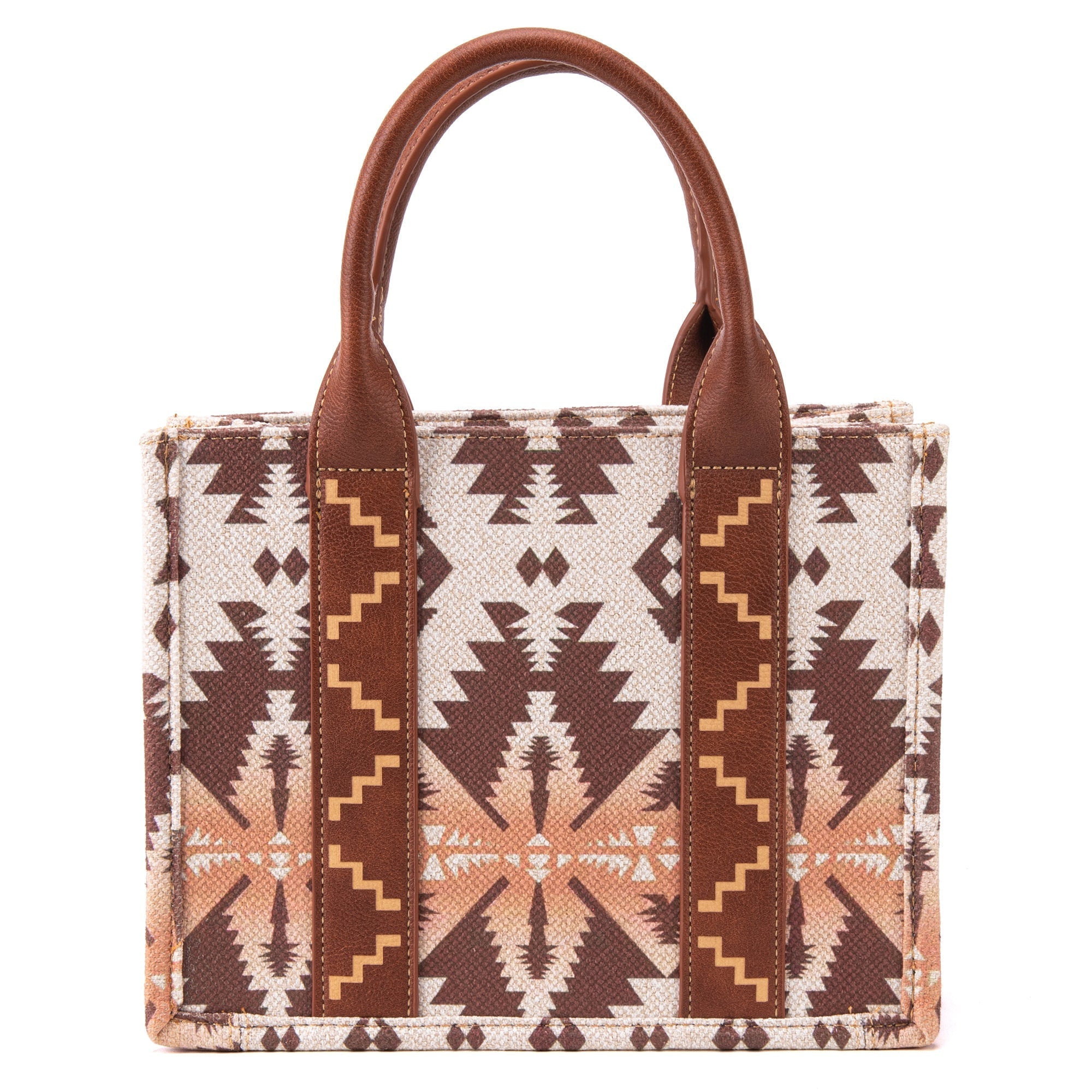 Wrangler Southwestern Print Dual Sided Light Coffee Print Canvas Small Crossbody Tote - WG2203 - 8120SLCF