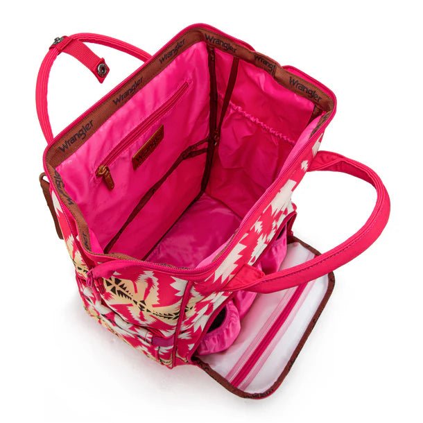 Wrangler Aztec Printed Callie Backpack/Diaper Bag - Hot Pink - WG2204-91102HPK