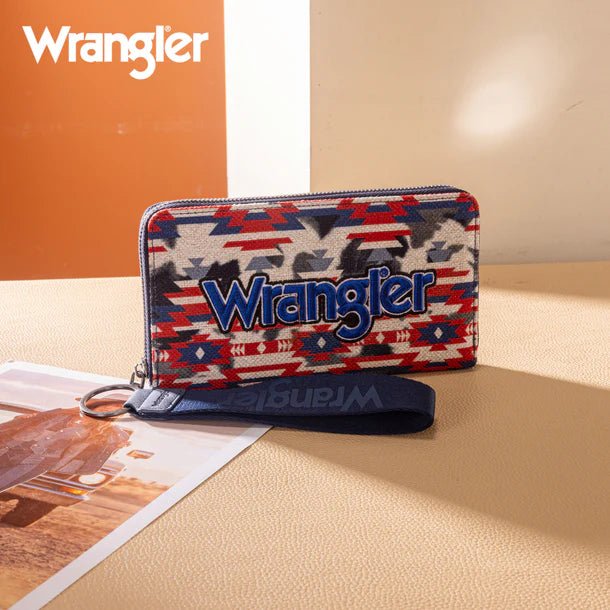 Wrangler Aztec Print Wallet - Navy - WG302-W006NY