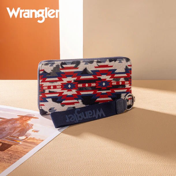Wrangler Aztec Print Wallet - Navy - WG302-W006NY