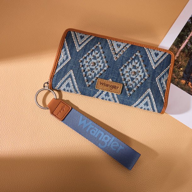 Wrangler Aztec Studded Wallet/Wristlet - Jean - WG435-W006JN