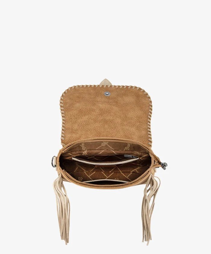 Wrangler Braided Tassle Saddle Crossbody Bag - Brown - WG454-2003BR