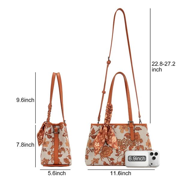 Wrangler Vintage Floral Print Canvas Shoulder Bag - Multiple Colors - WG510-8130DBR