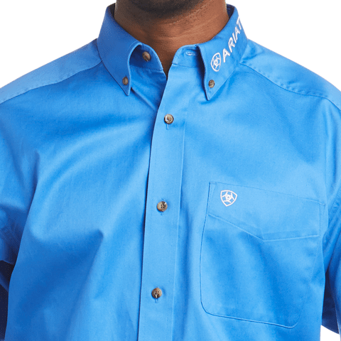 Ariat Men's Team Logo USA Flag Blue Long Sleeve Shirt - 10036179-XS